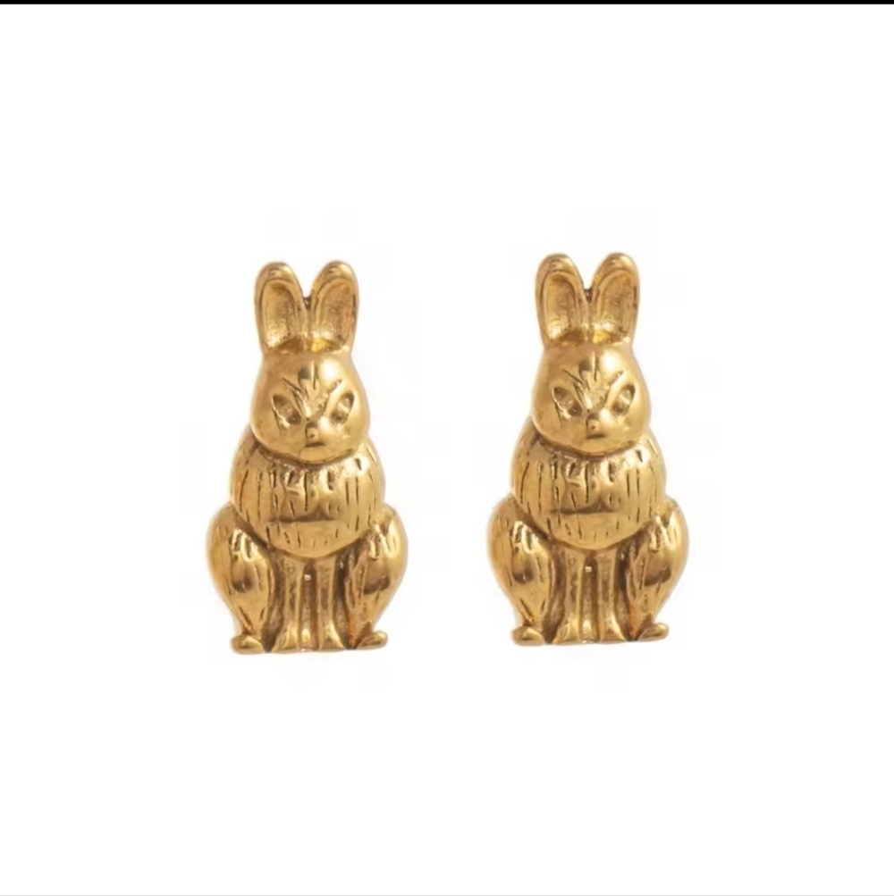 Modcloth Gold Rabbit Earrings Vintage Style | NWOT